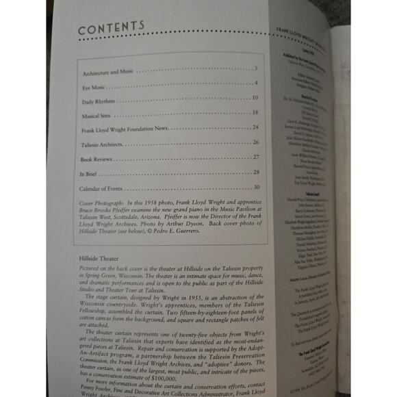 Vintage Frank Lloyd Wright Quarterly Spring 1998 Volume 9 No 2 with Extra Insert - Picture 6 of 8